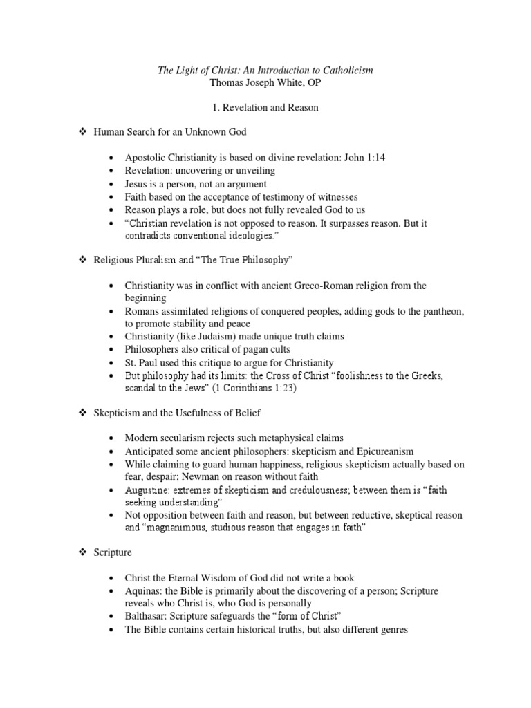 The Light of Christ 1 | PDF | Catholic Church | Revelation