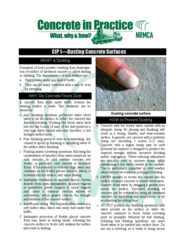 Dusting Concrete Surfaces Concrete Water