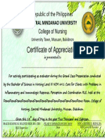 Certificate of Appreciation: Central Mindanao University