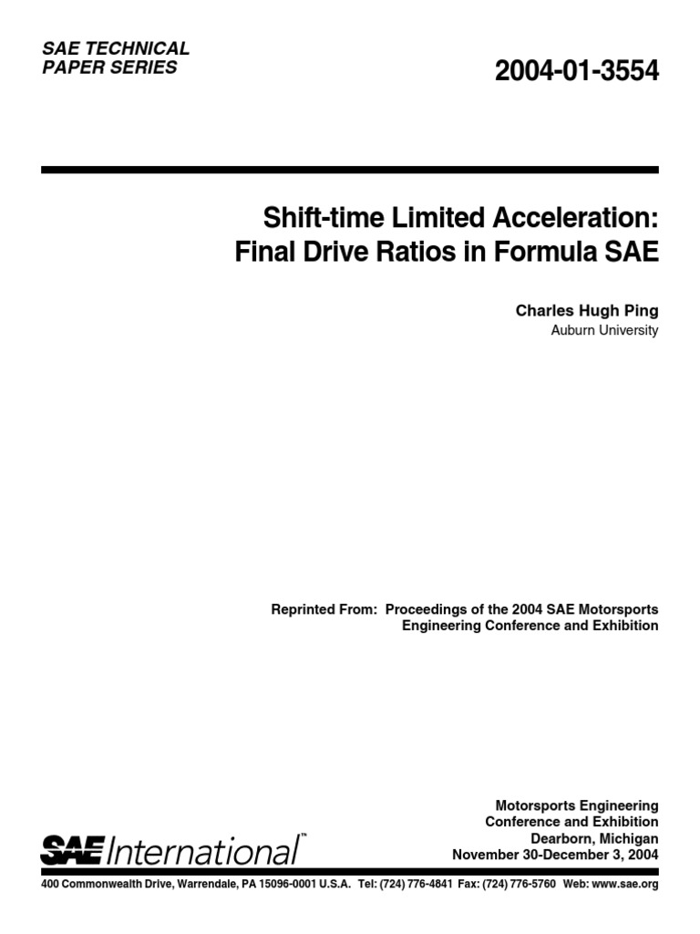 Engine 2004013554ShiftTime Limited Acceleration Final Drive Ratios in Formula SAE PDF
