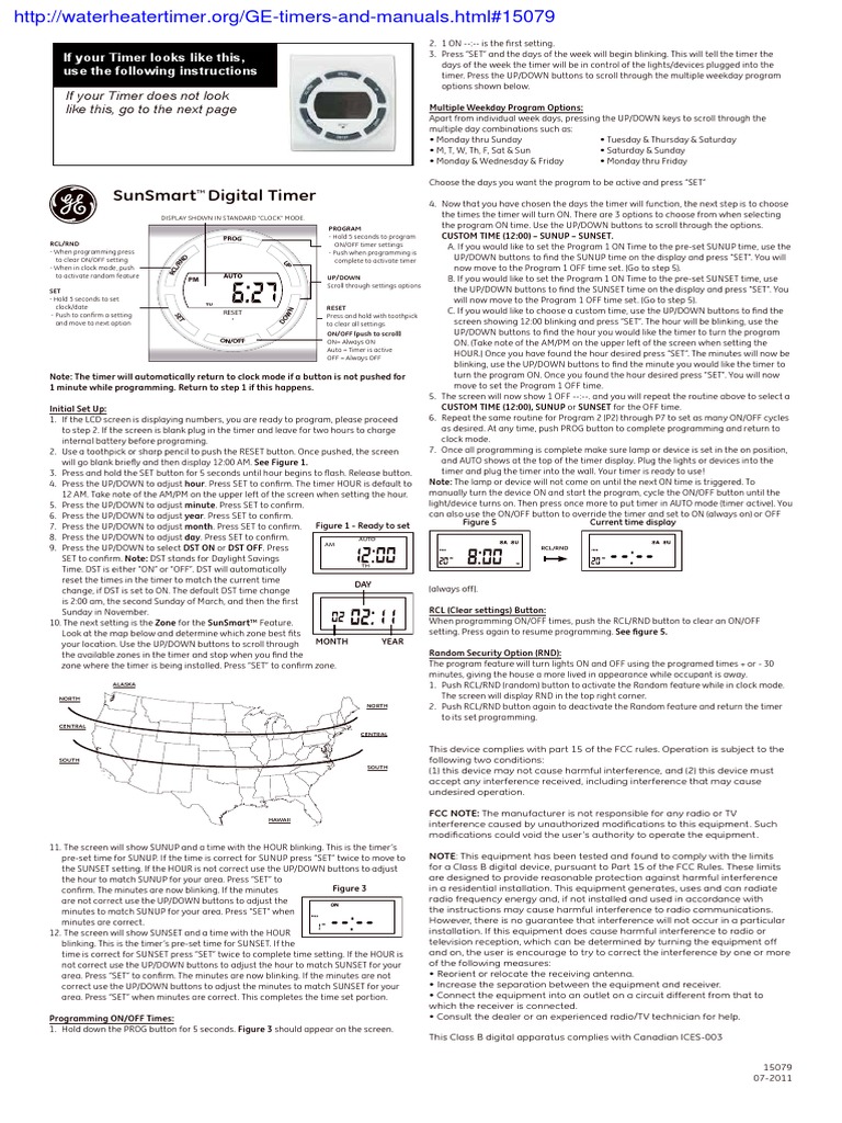 GE Digital Timer Manual PDF Daylight Saving Time Workweek And Weekend
