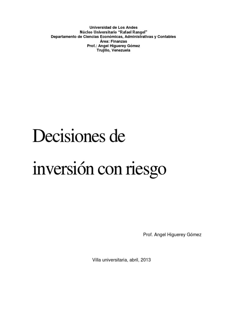 Tema 4 Capital Con Riesgo | PDF | Probabilidad | Toma de decisiones