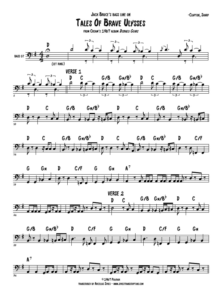 Cream Tales of Brave Ulysses bass Song Recordings Music Hall Of