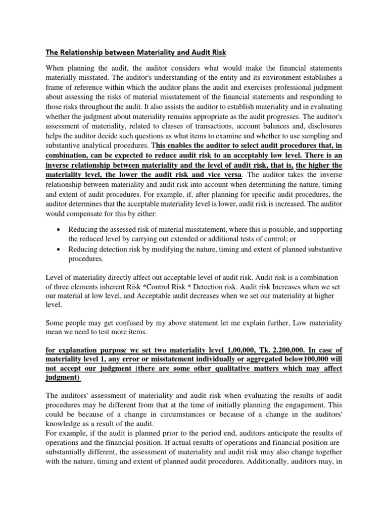 Materiality Financial Audit Audit