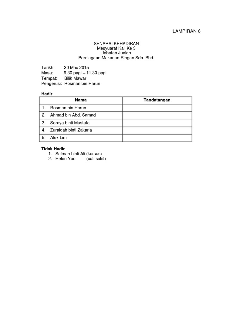 contoh senarai kehadiran mesyuarat racun shopee promo indonesia