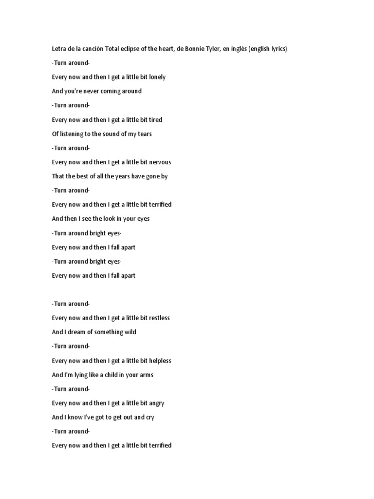 Total Eclipse Of The Heart Lyrics