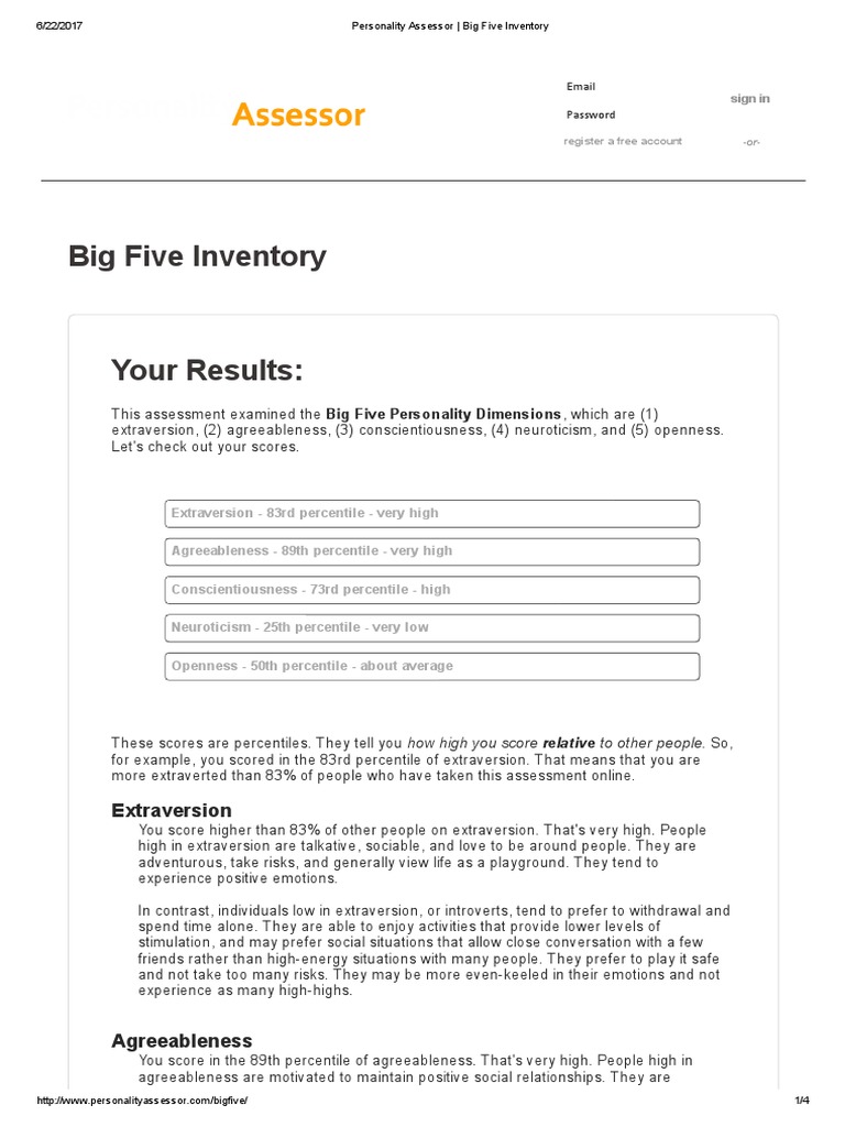 Big Five Inventory: Extraversion | PDF | Extraversion And Introversion ...