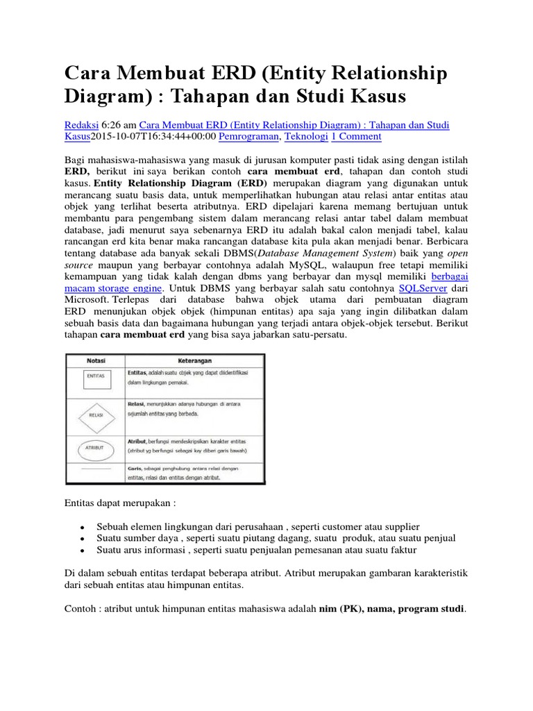 Contoh Membuat Erd - Simak Gambar Berikut