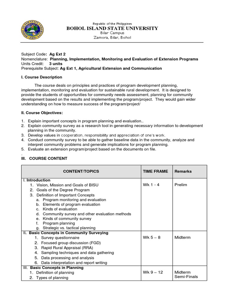 Extension Program Planning & Evaluation | PDF | Program Evaluation ...