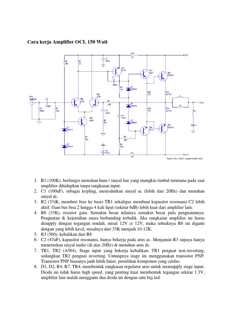 Cara Kerja Amplifier OCL 150 Watt | PDF