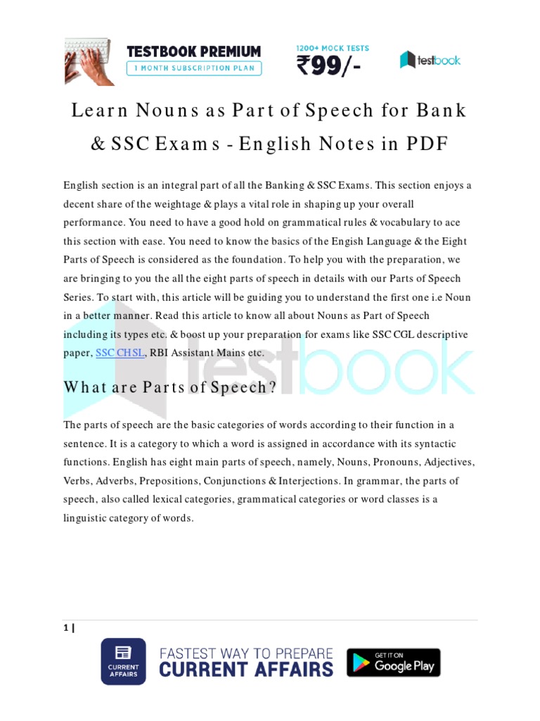 Nouns in English: A Study Guide for Exams | PDF | Part Of Speech | Noun