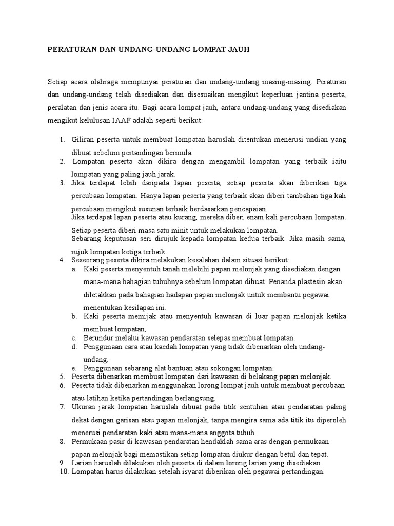 Rules of the Long Jump PDF