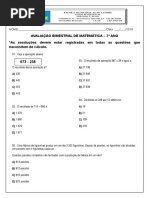 Avaliação 1- 7º Ano