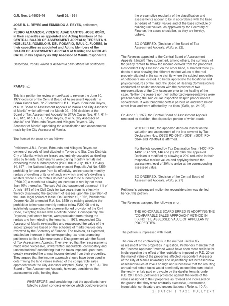 1st Batch Tax 1 Full PDF Tax Real Estate Appraisal