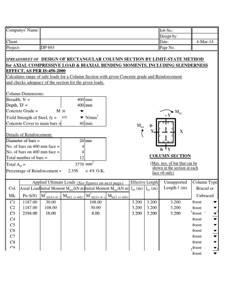 Design of Rectangular Column Section by Limit-State Method | PDF ...