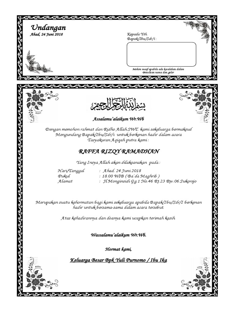 4600 Koleksi Contoh Gambar Undangan Aqiqah Terbaru