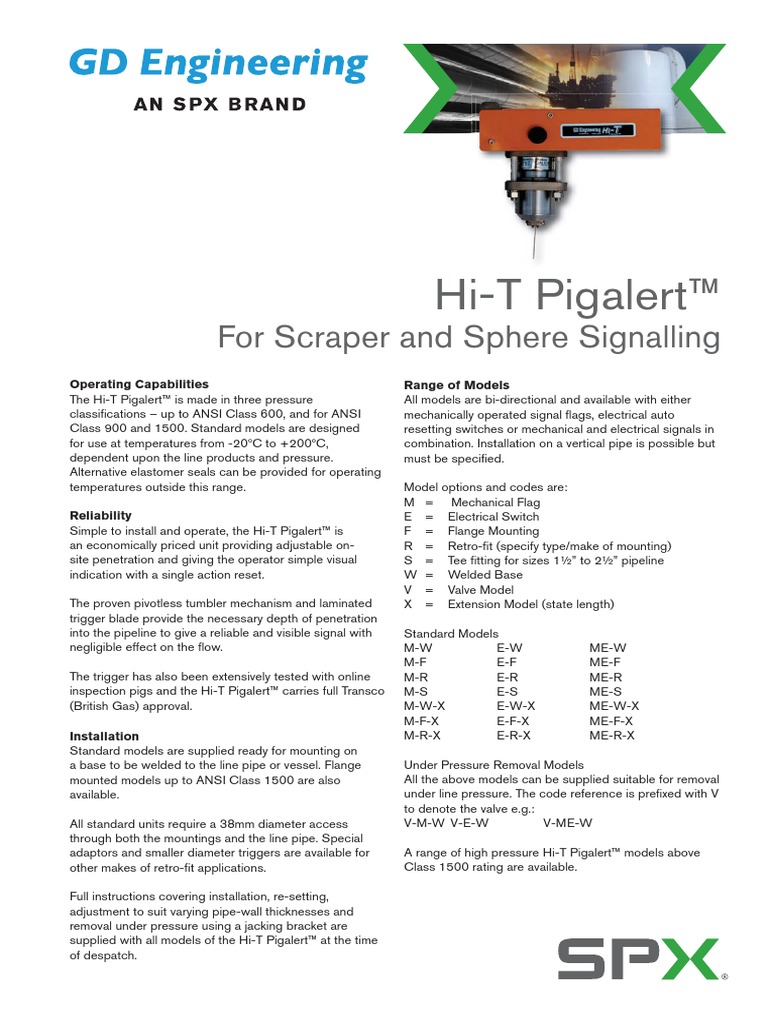 Hi-T Pigalert Literature | PDF | Pipe (Fluid Conveyance) | Valve