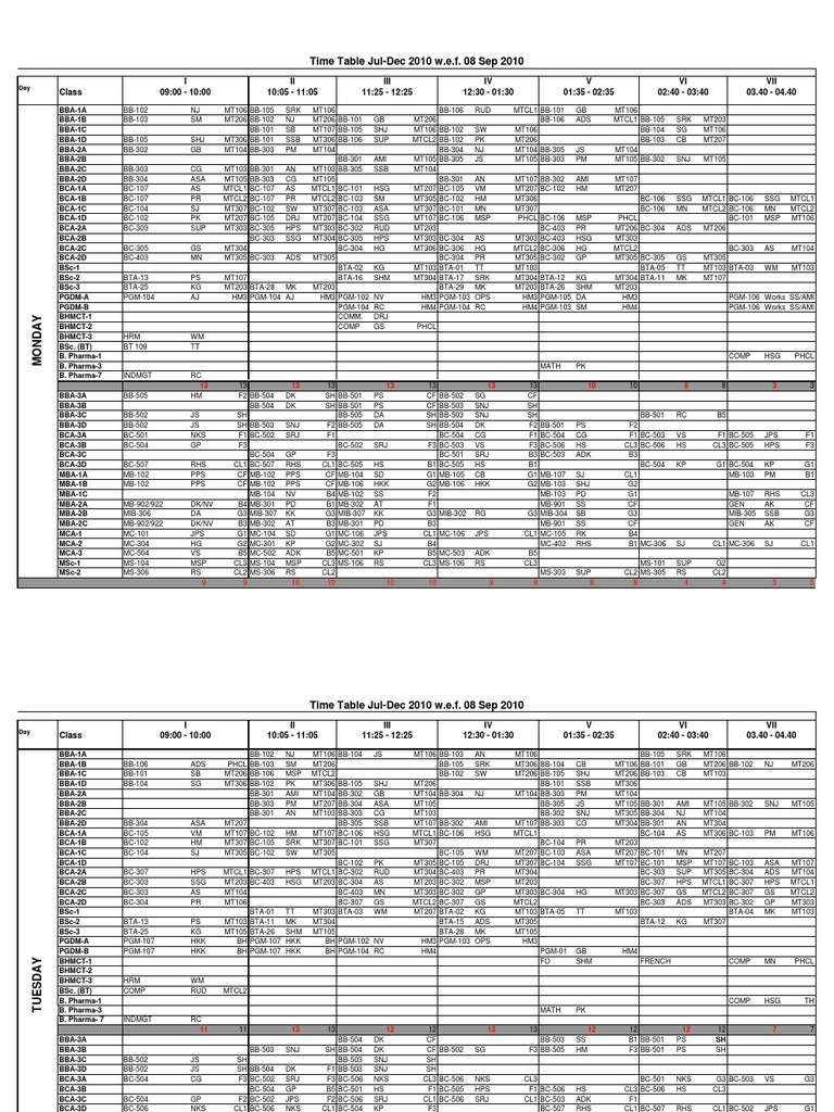 Time Table W.E.F 08 Sep | PDF