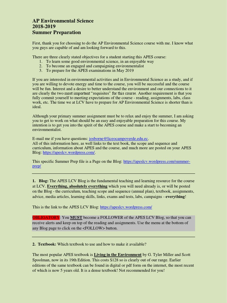Environmental science assignments pdf