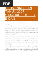 Permenkes 369 Tahun 2007 Standar Profesi Bidan