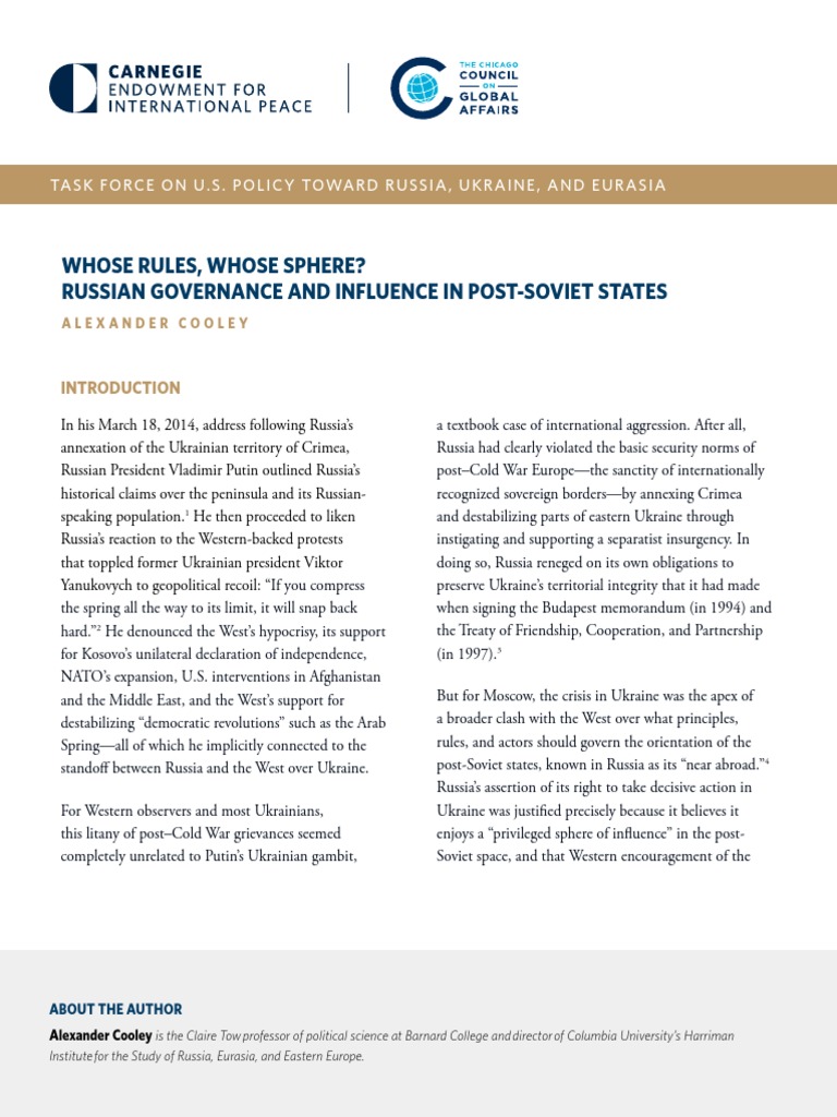Whose Rules, Whose Sphere? Russian Governance and Influence in Post ...