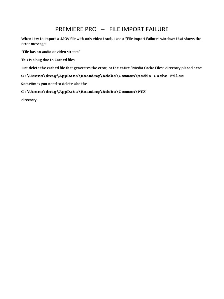 Premiere Pro File Import Failure PDF