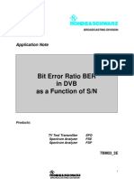 Bit Error Ratio BER in DVB As A Function of S/N: Application Note