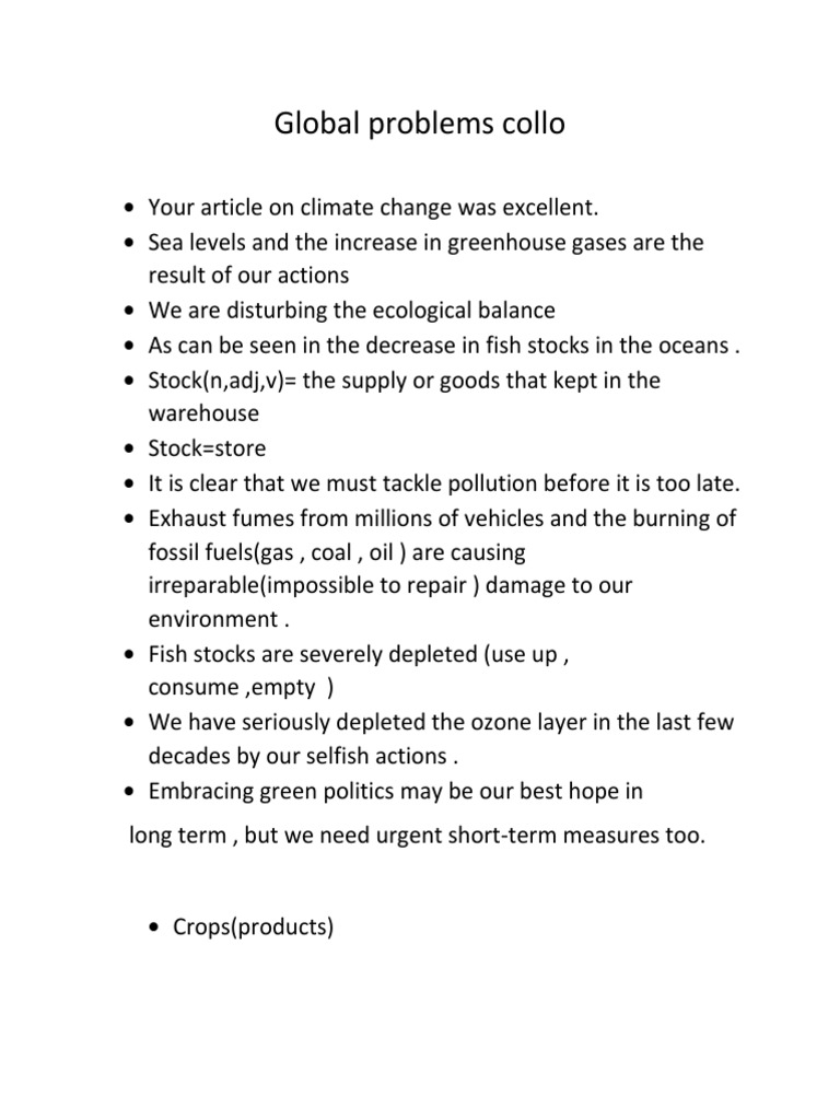 Global Problems Collocations | PDF | Refugee | Famine