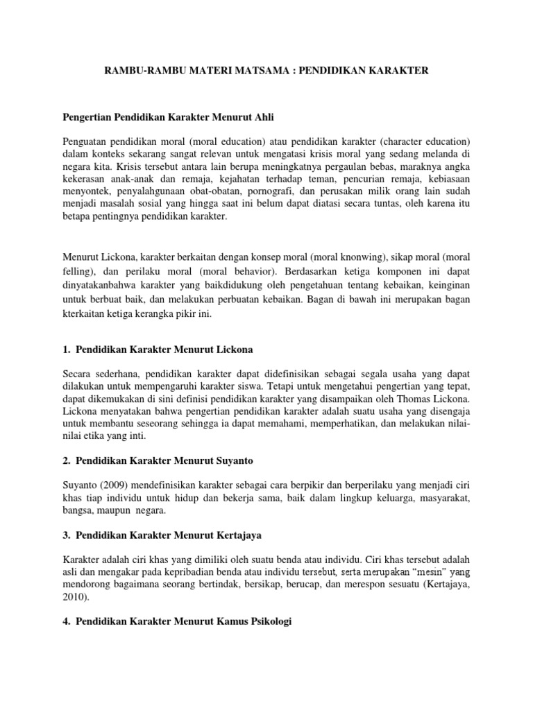 Materi Matsama Pendidikan Karakter Pdf