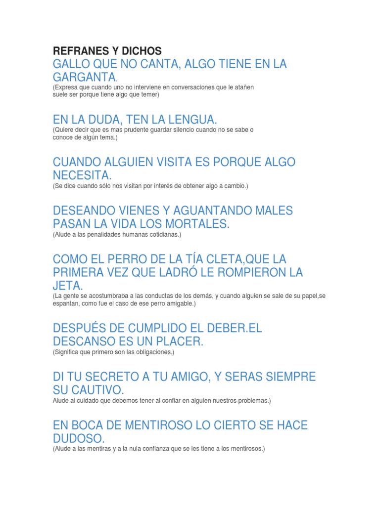Refranes Y Dichos Pdf