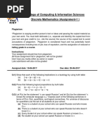 College of Computing & Information Sciences Discrete Mathematics (Assignment-1)