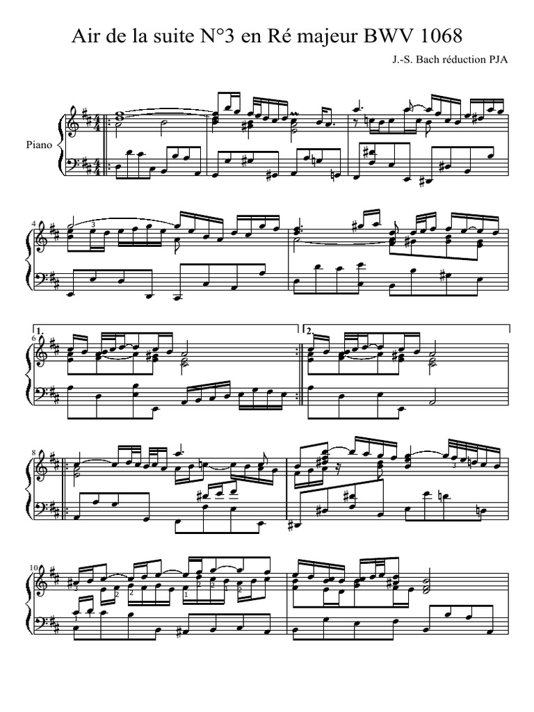 J.S. Bach, Orchestra Suite 3 (BWV 1068) - Air Sheet Music