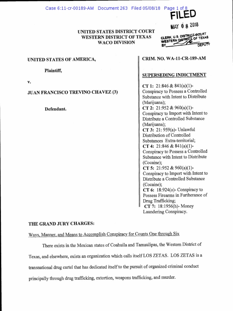 Indictment Kiko Trevino Los Zetas PDF Justice Crime & Violence