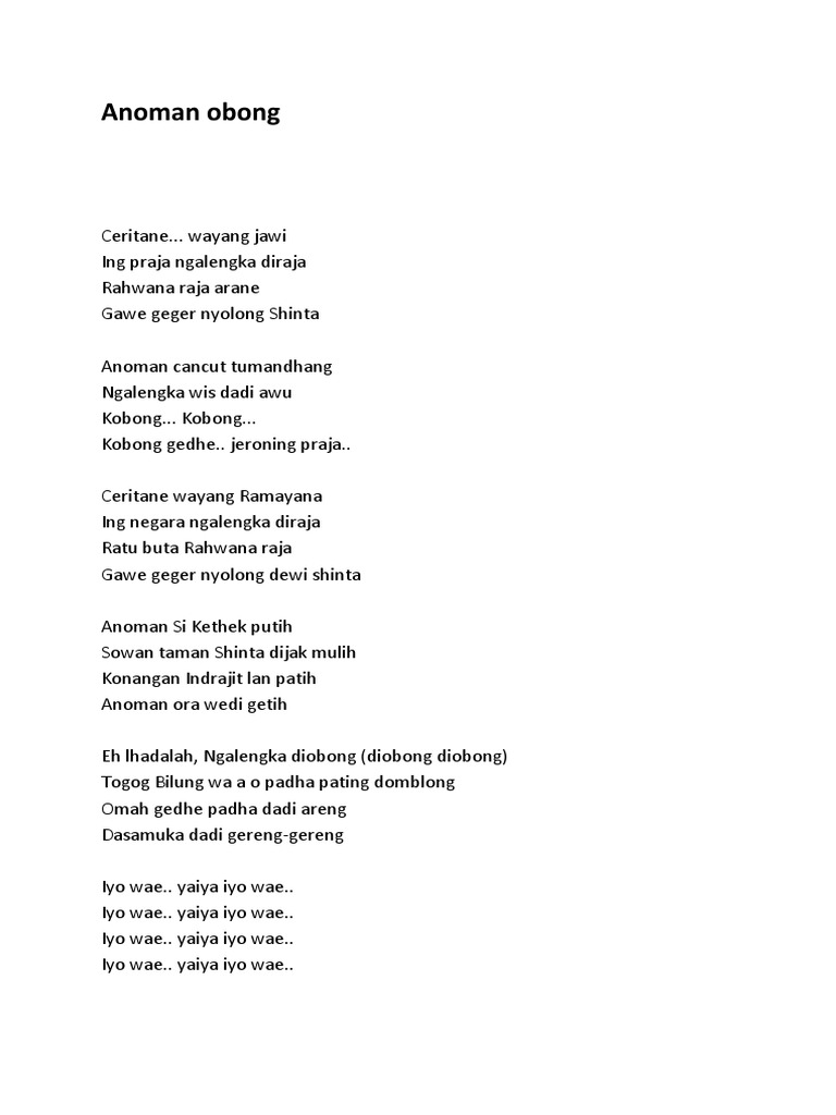 27++ Not lagu anoman obong information