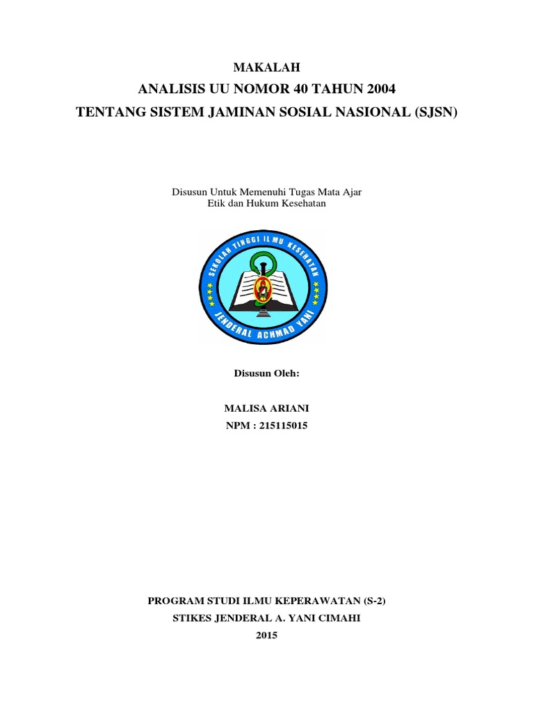 Analisis UU No. 40/2004 SJSN Indonesia | PDF