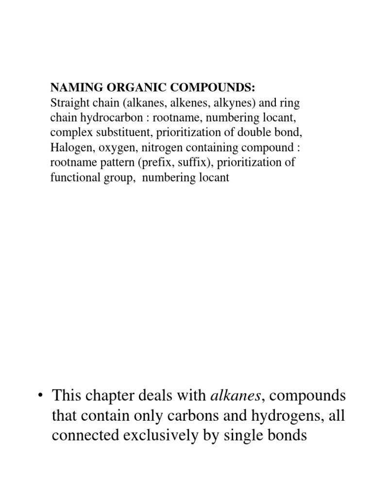2013 Lect1a Naming Oc Alkane Alkane Organic Chemistry