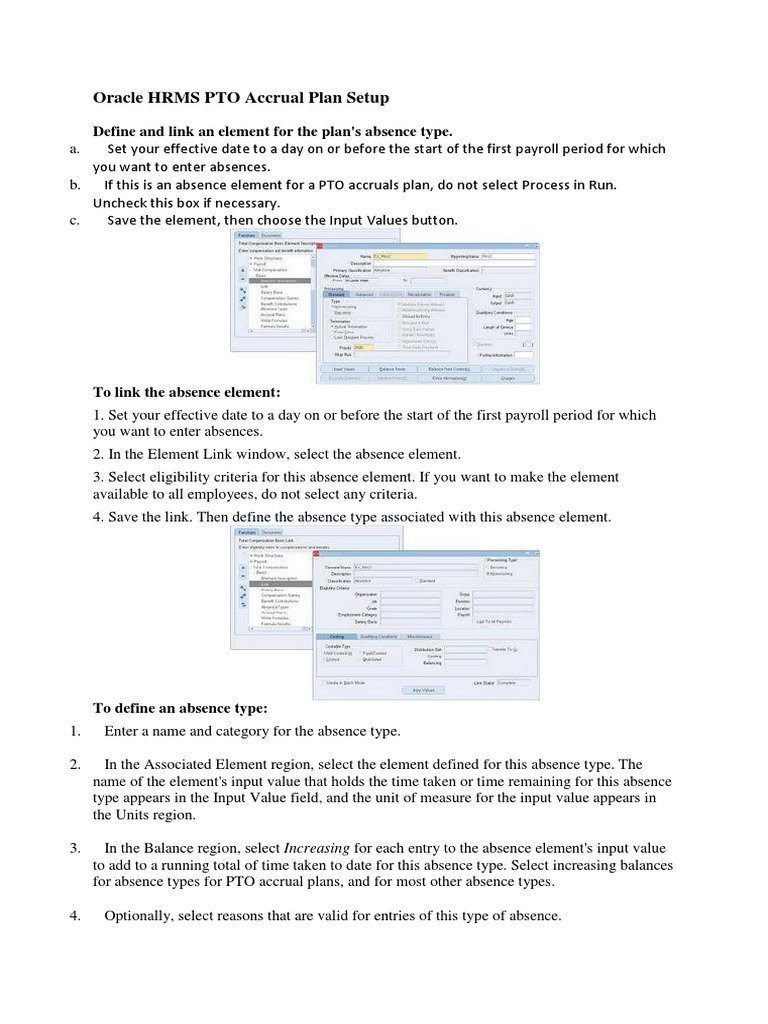 Oracle HRMS PTO Accrual Plan Setup | PDF | Accrual | Computing