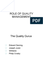 Role of Quality Management