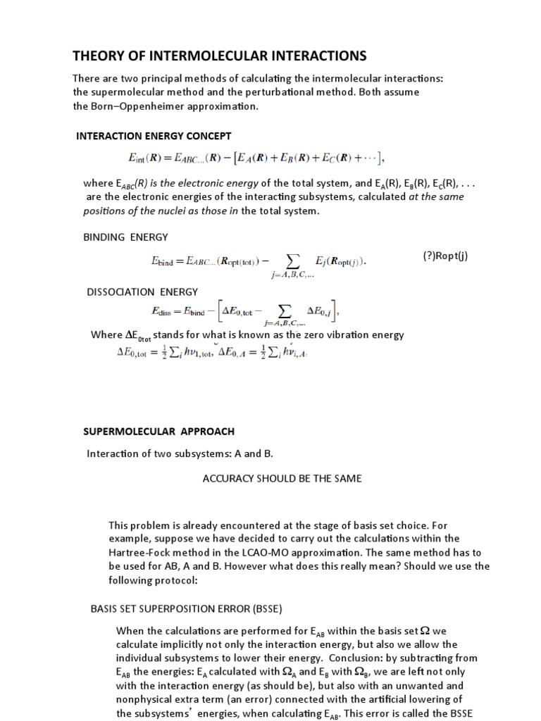 Intermolecular Interaction Theory Explained | PDF | Dipole | Condensed ...