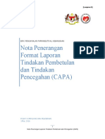 Nota Penerangan Format Laporan CAPA