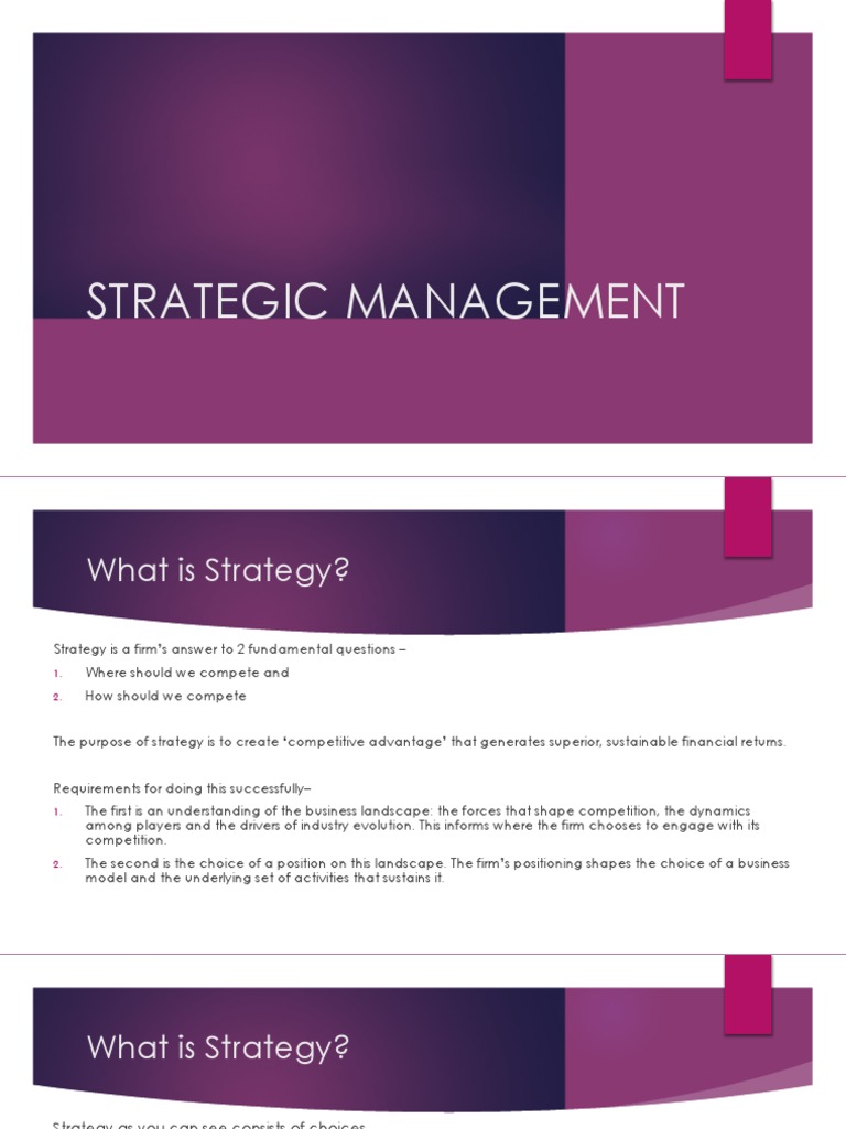 SM Class Notes 10022018 | PDF | Competitive Advantage | Strategic ...