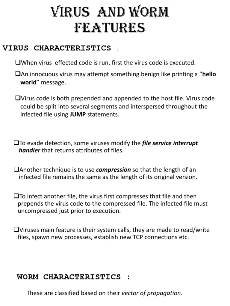 Virus and Worm Characteristics Explained | PDF | Computer Virus ...