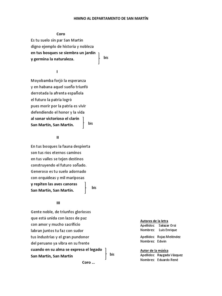 Letra Himno Al Departamento de San Martín2