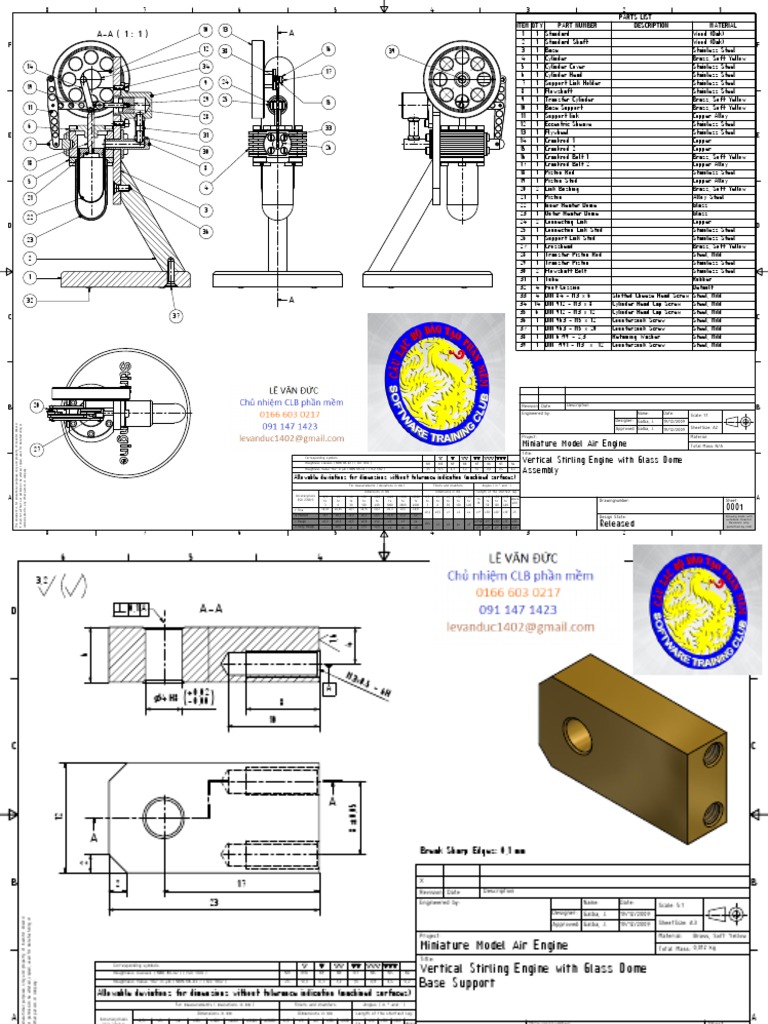 Vertical Stirling Engine Assembly Guide | PDF | Surface Roughness | Screw