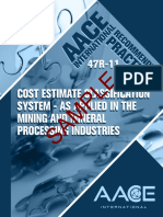 Cost Esti Mate Classi FI Cati ON System - AS Appli ED I N THE MI NI NG AND MI Neral Processi NG I Ndustri ES