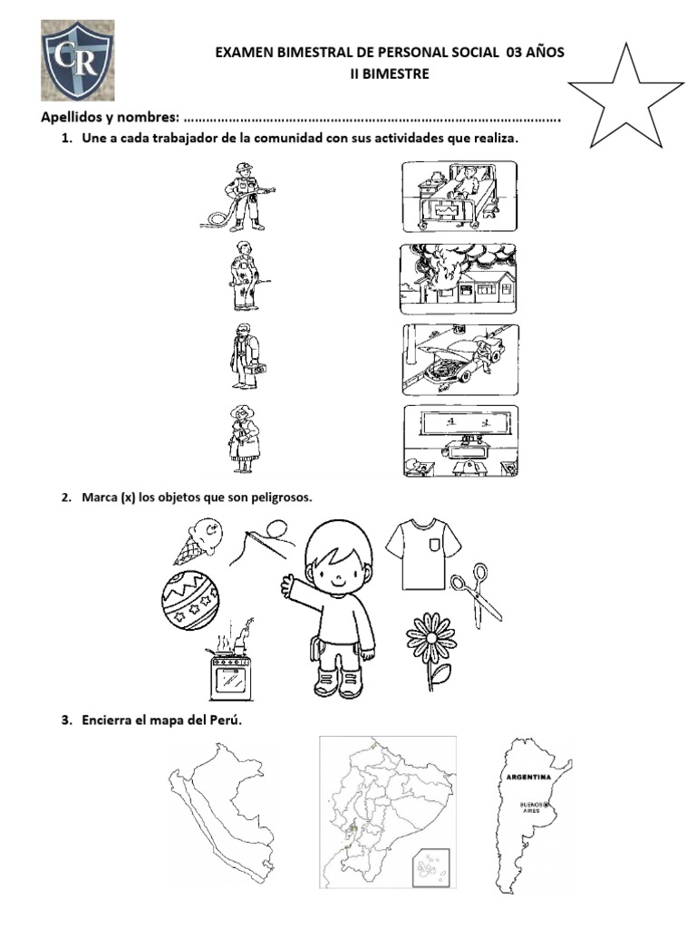 Examen II Bimestre de Personal Social 3 Años Casi | PDF