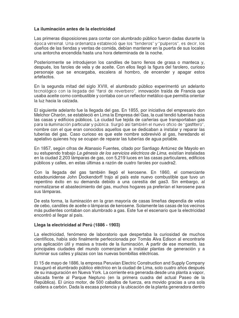 Iluminación antes de la electricidad | PDF | Luz de la calle | Naturaleza
