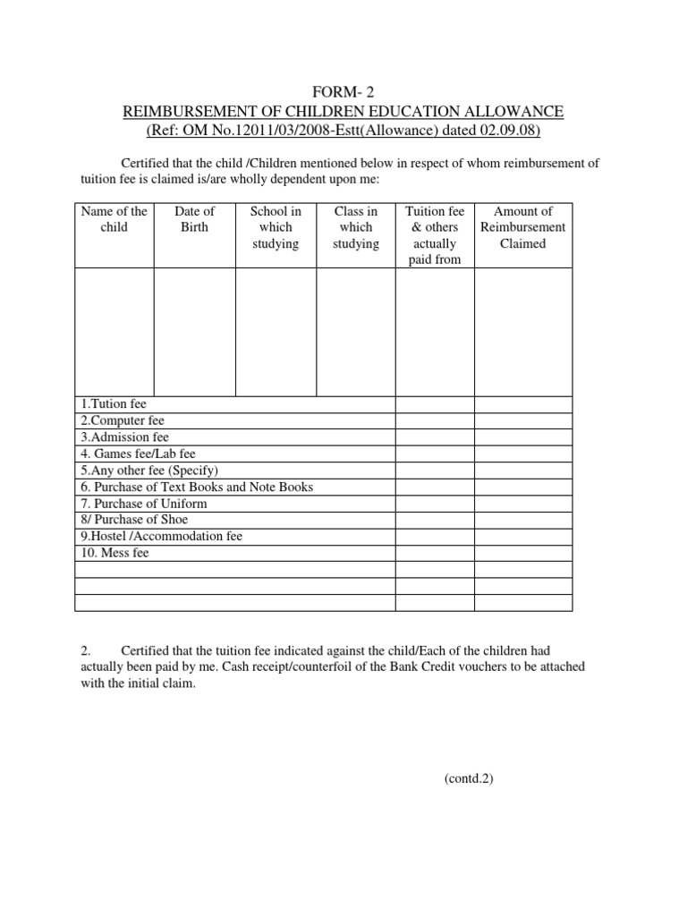 CEA Reimbursement Application Form 2 | PDF | Government | Payments