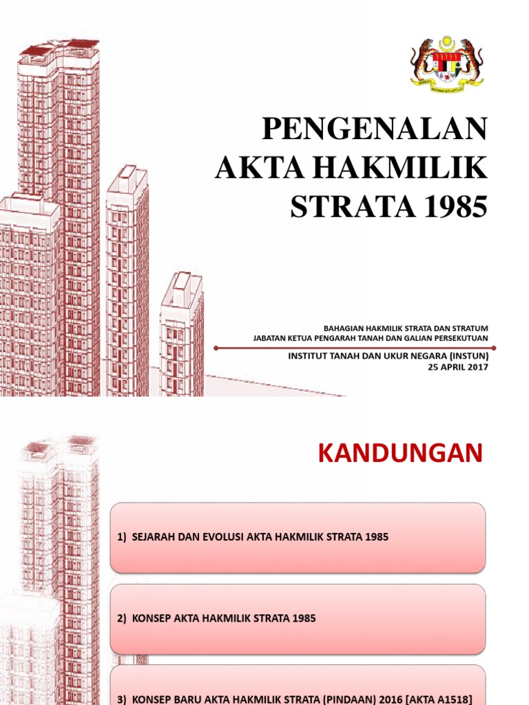 Pengenalan Akta Hakmilik Strata 1985 - InSTUN 25 April 2017  PDF