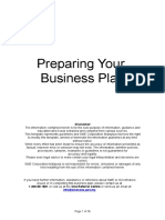Preparing Your Business Plan: Disclaimer